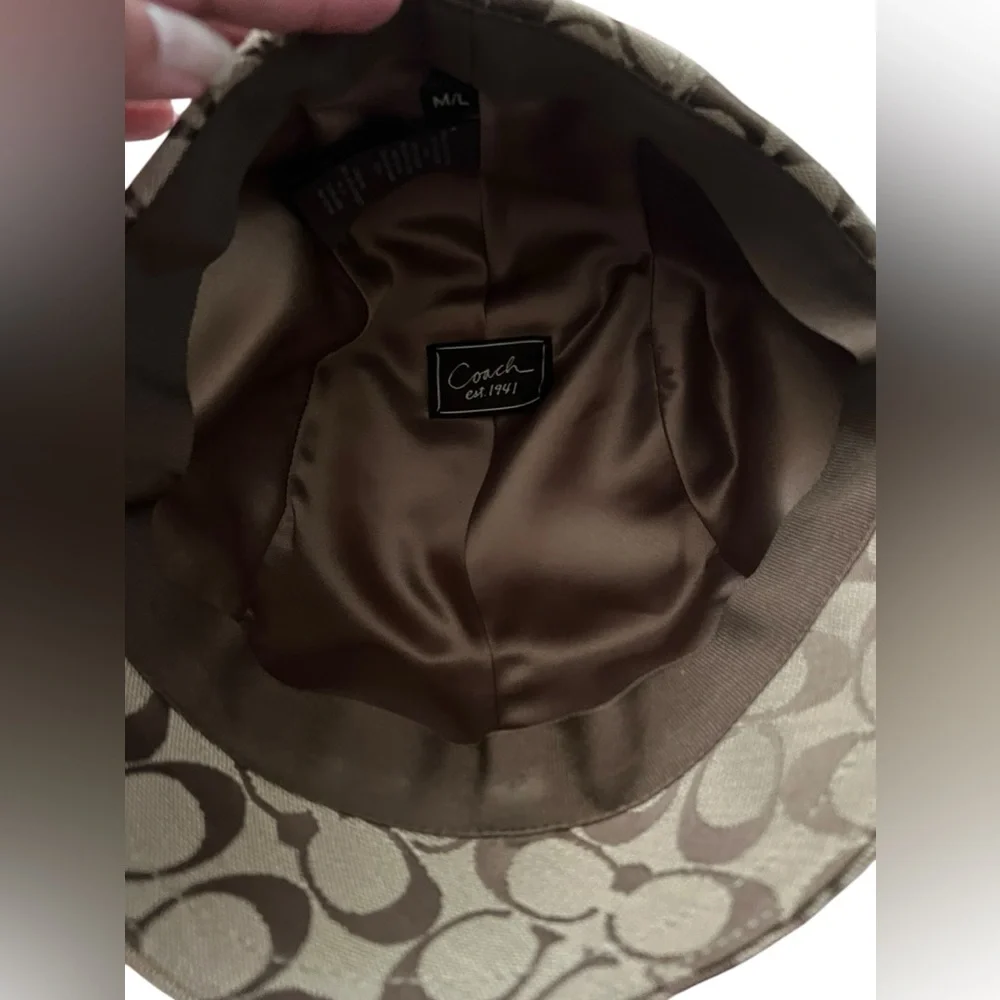 Coach Vintage Signature Karee Newsboy Cap Hat Khaki Doe Size M/L✨ - Picture 4 of 5